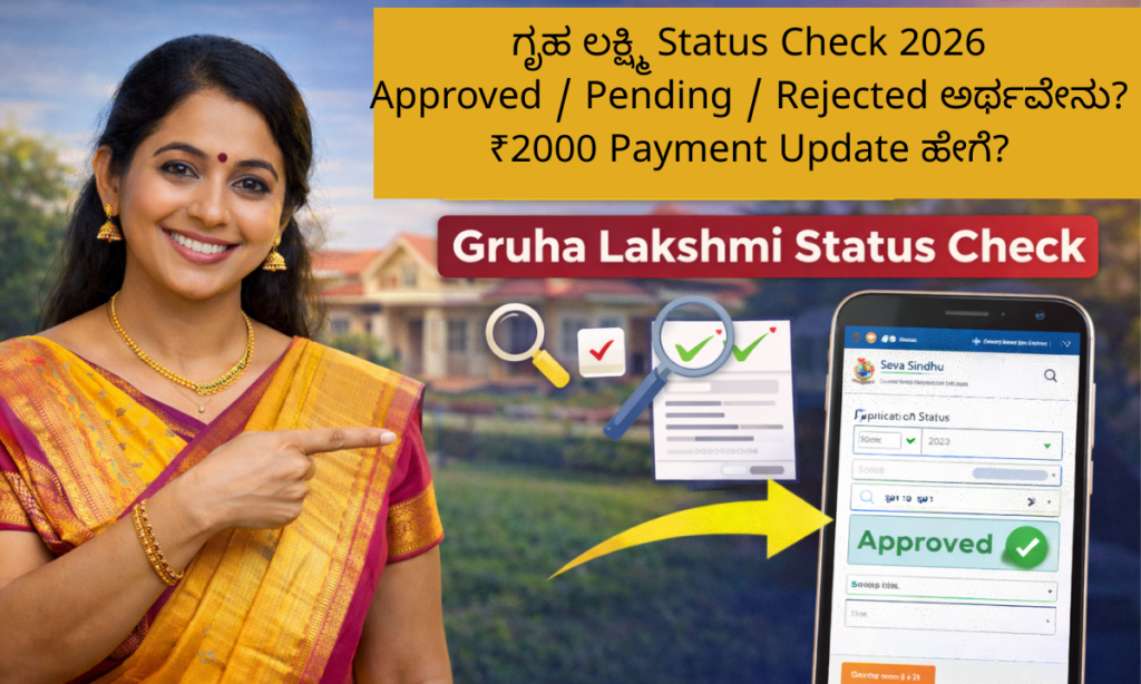 Gruha Lakshmi status check approved pending rejected ₹2000 payment update